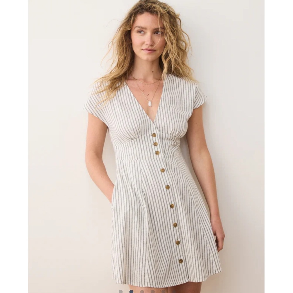 Marine Layer Striped Midi Dress in Gray and White